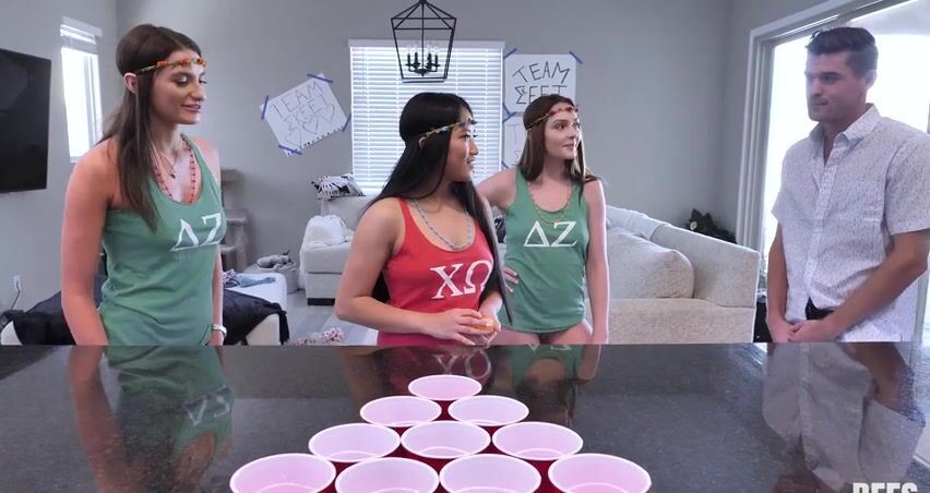 Beer pong ends for three college sluts with sucking one XXX prick | AREA51. PORN