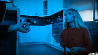 Naive blonde confronted by tall stepbrother who licks her XXX ass