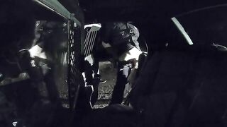 Clothed XXX slut orally pleases lustful cop at night on the road