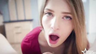 Clothed hottie pleases dude with XXX blowjob and licks his balls