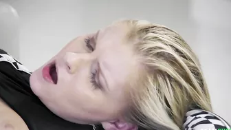 Massive XXX boner plows tight shaved cunt of the petite blonde lass