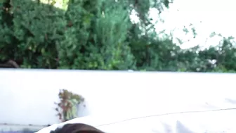 Chick licks her GF's sweet XXX pussy while getting drilled outdoors