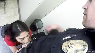 Filthy teen gal blows massive XXX pecker of horny police officer