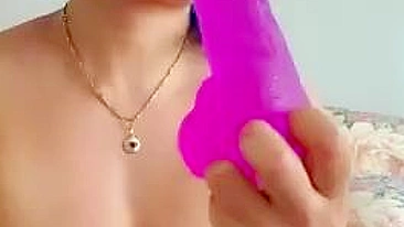 Blue-haired Turkish MILF relaxes solo at home with favorite XXX toy
