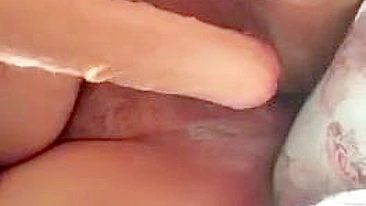 Egyptian mom touches saggy XXX boobs and pussy with favorite dildo