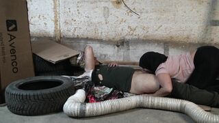 Horny Arab mom pleases lucky homeless guy with outdoor XXX blowjob