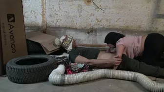 Horny Arab mom pleases lucky homeless guy with outdoor XXX blowjob