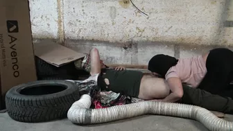 Horny Arab mom pleases lucky homeless guy with outdoor XXX blowjob