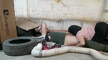 Horny Arab mom pleases lucky homeless guy with outdoor XXX blowjob