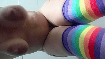 Busty Arab mom in stripped socks pounded in XXX doggystyle position