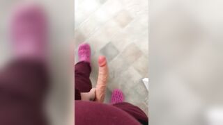 Eccentric Iranian mom with camera in hand brings XXX dildo into toilet