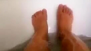 Naughty egyptian mom demonstrates XXX legs while relaxing naked in bath