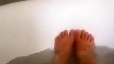 Naughty egyptian mom demonstrates XXX legs while relaxing naked in bath