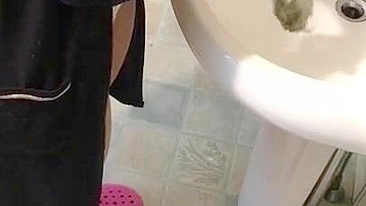 Iranian mom carefully washes her XXX panties after sexual adventures