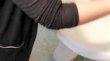 Iranian mom carefully washes her XXX panties after sexual adventures