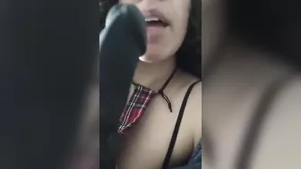 Horny Arab mom provocatively sucks XXX dildo in front of the cam