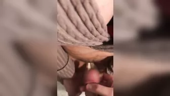 Horny guy jerks off while touching Turkish stepmom's XXX pussy and boobs