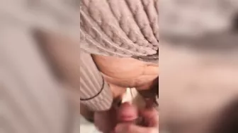 Horny guy jerks off while touching Turkish stepmom's XXX pussy and boobs