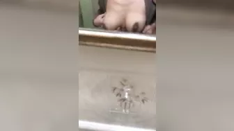 Juicy XXX tits of Arab mom bounce during quickie in doggy inside bath