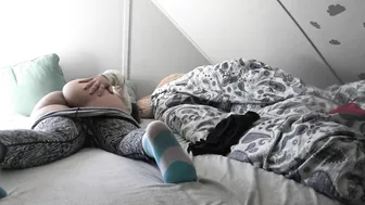 Big-assed Arabic mom plays solo with blue XXX dildo being alone at home