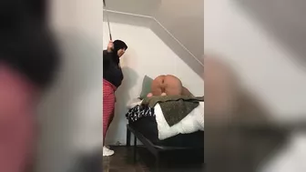 Imperious Arab mom spanks naked husband using favorite XXX paddle