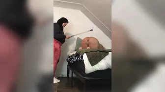 Imperious Arab mom spanks naked husband using favorite XXX paddle