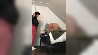 Imperious Arab mom spanks naked husband using favorite XXX paddle