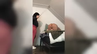 Imperious Arab mom spanks naked husband using favorite XXX paddle