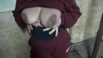 Arab mom whips out XXX melons and teases lover with her sweet pussy