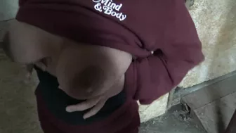 Arab mom whips out XXX melons and teases lover with her sweet pussy