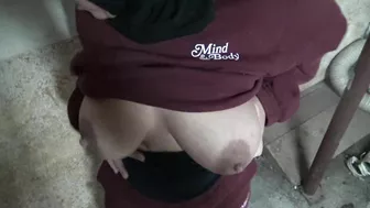 Arab mom whips out XXX melons and teases lover with her sweet pussy