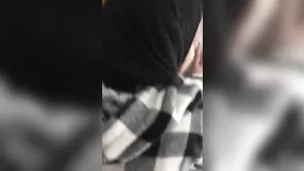 Horny boss drags maid in hijab into XXX quickie in standing doggy