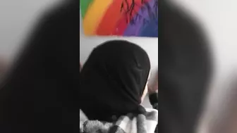 Horny boss drags maid in hijab into XXX quickie in standing doggy