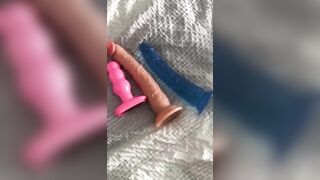 Eccentric Arab mom demonstrates on cam her collection of XXX toys