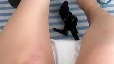 Irani mom sits on bed and makes stepson kiss her XXX hot feet on camera