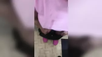 XXX Aribic mom moans while stepson jerks off to hairy pussy under big belly