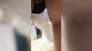 Iranian big-assed mom in maid uniform takes XXX cock in the toilet