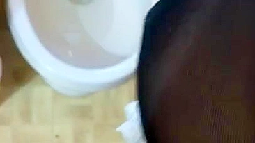 Iranian big-assed mom in maid uniform takes XXX cock in the toilet