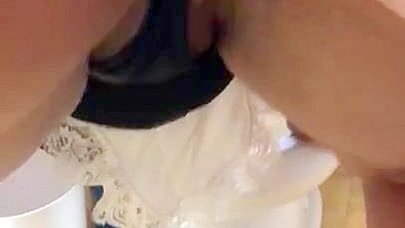 Iranian big-assed mom in maid uniform takes XXX cock in the toilet