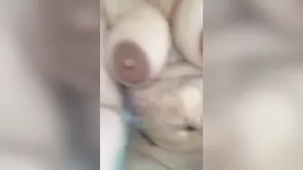 Super-hot Egyptian mom plays with huge XXX breasts in the bathtub