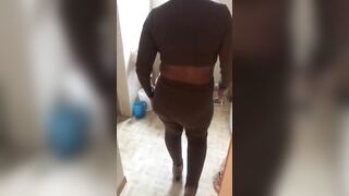 Moroccan mom comes to the toilet to demonstrate her big XXX tits