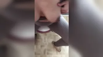 Moroccan mom comes to the toilet to demonstrate her big XXX tits