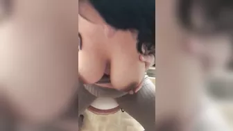 Moroccan mom comes to the toilet to demonstrate her big XXX tits