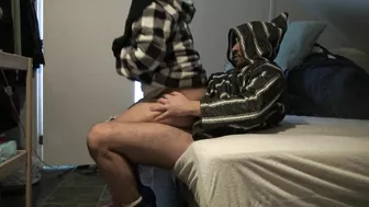 Man sticks dick into wet XXX slit of his Muslim wife on the bed