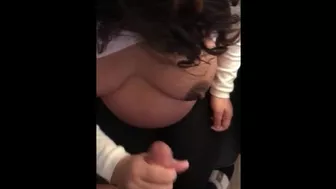 Topless Turkish XXX hottie pleases the lucky dick with good handjob