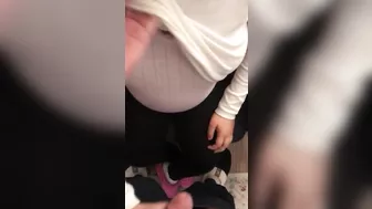 Topless Turkish XXX hottie pleases the lucky dick with good handjob