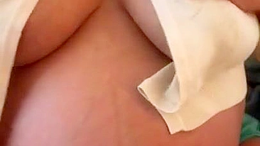 Adorable pregnant mom shows her XXX tits and blows Turkish hubby