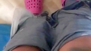 POV video of lustful Iranian mom teasing her XXX pussy in the toilet