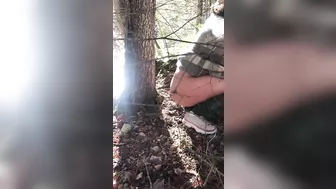 Filthy Arabic XXX gal in hijab takes pants off to pee in the forest