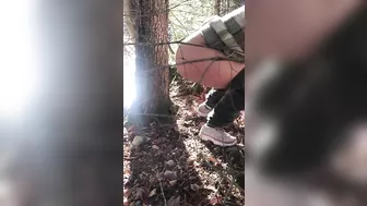 Filthy Arabic XXX gal in hijab takes pants off to pee in the forest